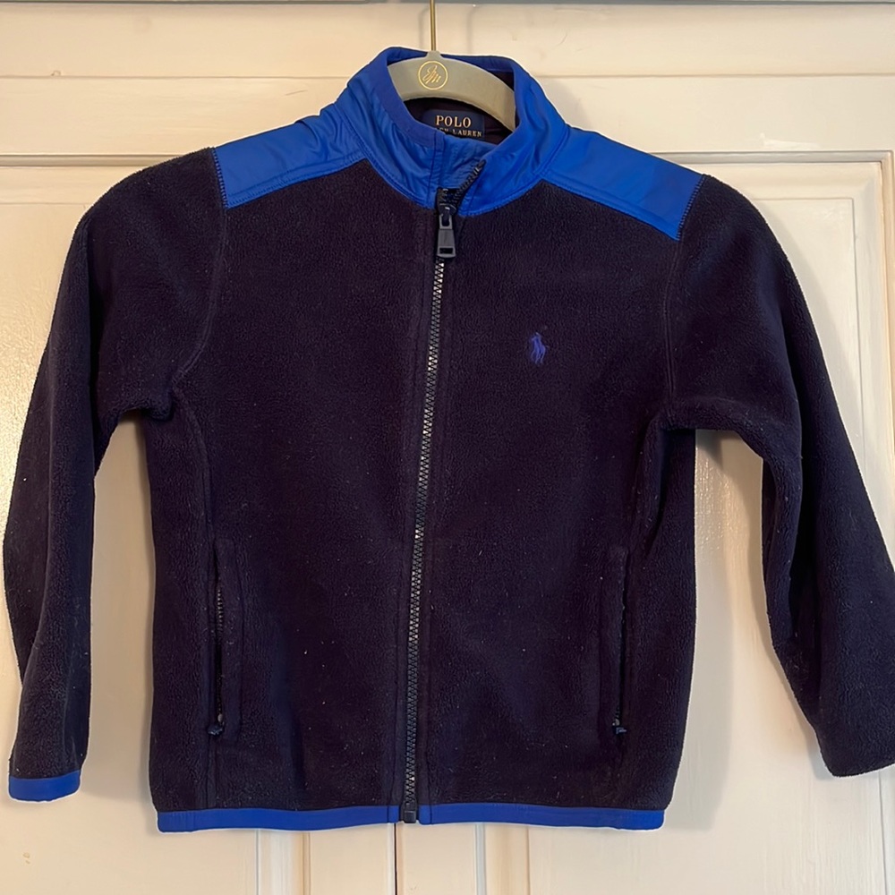 Polo Ralph Lauren navy blue fleece jacket.